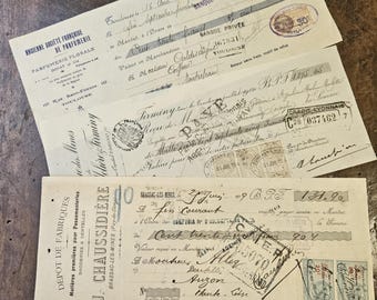Antique French Promissory Notes, Calligraphy Ephemera, Stamps (3 Pieces)