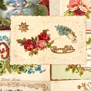 vintage french postcards bundle with decorative cut filigrees, antique calligraphy, gold embossing. early 20th. a must-have for collectors image 9