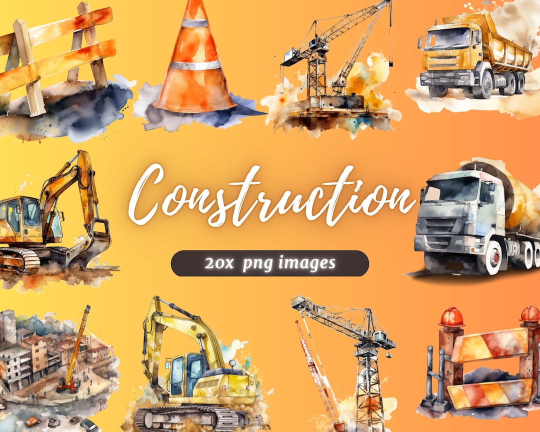 Watercolor Construction PNG Digital Images Downloads for Etsy