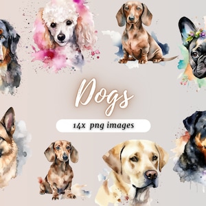 Aquarell Hunde | PNG | Clipart | Digitale Bilder zum Herunterladen für kommerzielle und persönliche Nutzung verfügbar