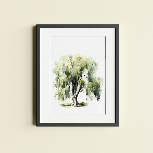 A Weeping Willow Tree, watercolor & digital
