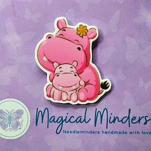 Hippo and her baby Magnetic Needle Minder Needlework / Crossstitch / Embroidery