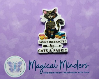 Distracted by cats and fabric Magnetic Needle Minder Needlework / Crossstitch / Embroidery