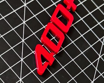 400+ lettering, logo, emblem painted in Tornado Red