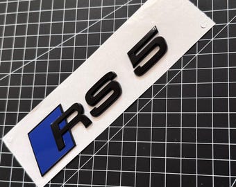 Logotipo trasero original Audi RS5, emblema hecho a medida en negro/azul