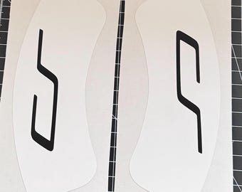 VW Golf 8 GTI Clubsport Facelift brake caliper stickers, white with CS logo in black