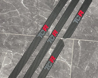 Molduras de puerta VW Golf 7 GTI Tcr, umbrales de puerta de carbono auténtico con logotipo Tcr en Pure Grey / Tornado Red