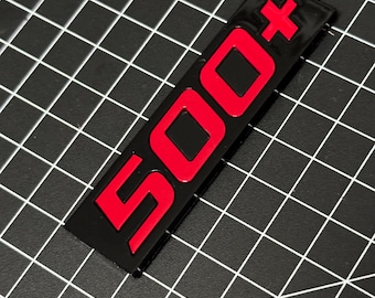 500+ lettering, logo, emblem two-tone Tornado Red / Piano black