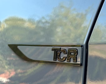 VW Golf 7 GTI TCR Side Emblem Set in Pure Grey / Piano Black