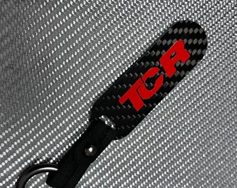 Real carbon fiber / Alcantara key fob with TCR print