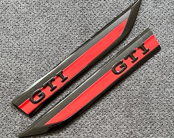 Genuine VW Golf 8 GTI Side Emblem Left / Right Black / Tornado Red