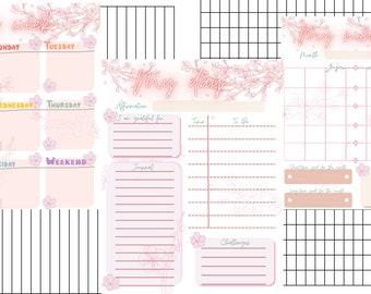 Cherry Blossom Planner | Monthly, Weekly, Daily Planner | Goal Setting, Gratitude, & Journal