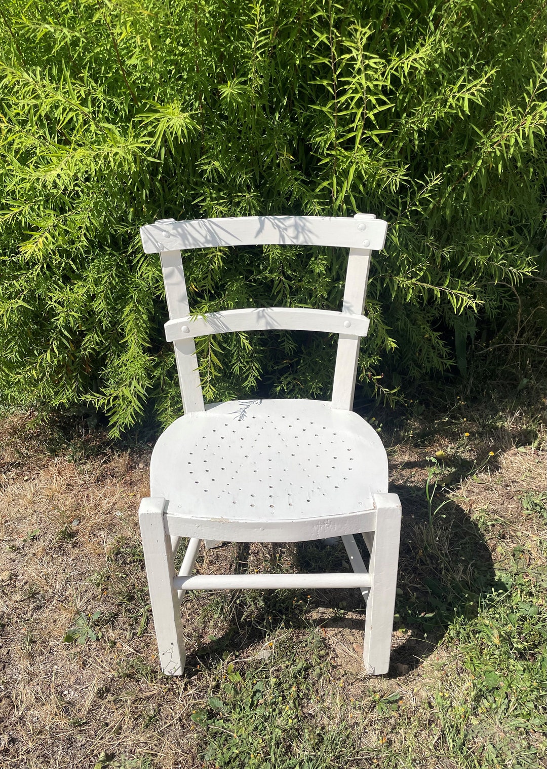 Vintage White Wooden Children's Chair for Decoration or Etsy