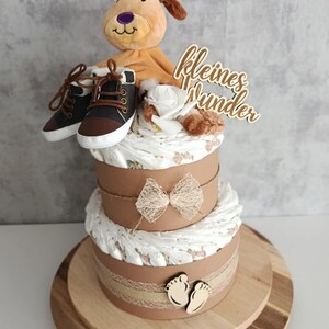 Diaper Cake Baby Shower Diaper Cake Little Miracle Diaper Cake Beige Brown