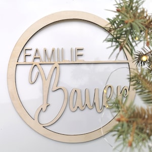 Family sign door sign door wreath door decoration wreath front door all year round family name sign 6 mm 29 x 29 cm