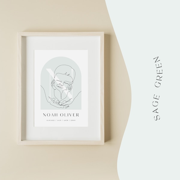 Personalized digital baby birth poster