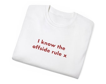 Funny Woman's Euros Football T-shirt 'I Know the Offside Rule' Slogan Baby Tee, Y2K Cute Oversized T-Shirt