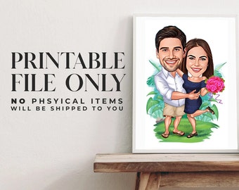 Couple Gift, Couple Caricature from Photo, Funny Couple Gift for Anniversary , Funny Couple Portrait for Home, Couple Cartoon Drawing Art