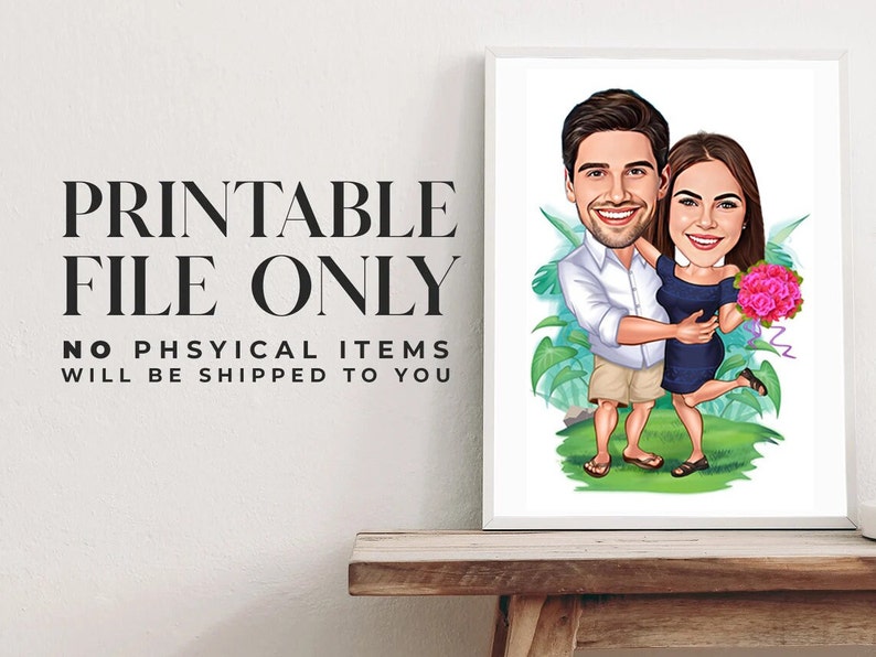 Couple Gift, Couple Caricature from Photo, Funny Couple Gift for Anniversary , Funny Couple Portrait for Home, Couple Cartoon Drawing Art image 1