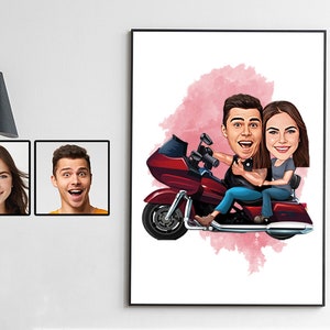 Couple Gift, Couple Caricature from Photo, Funny Couple Gift for Anniversary , Funny Couple Portrait for Home, Couple Cartoon Drawing Art image 5