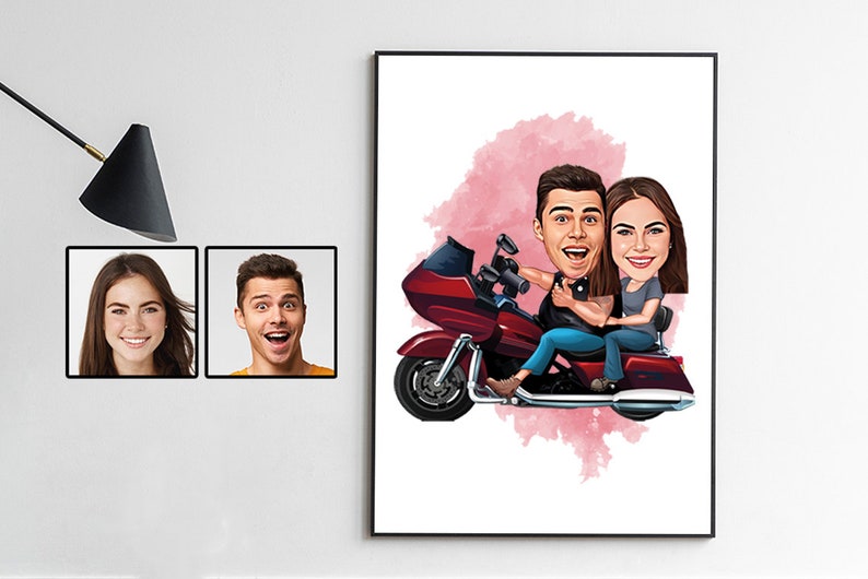 Couple Gift, Couple Caricature from Photo, Funny Couple Gift for Anniversary , Funny Couple Portrait for Home, Couple Cartoon Drawing Art image 5