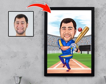 Baseball Player Caricature Drawing, Baseball Player Cartoon from Photo, Baseball Player Digital Art, Funny Baseball Player Portrait for Men
