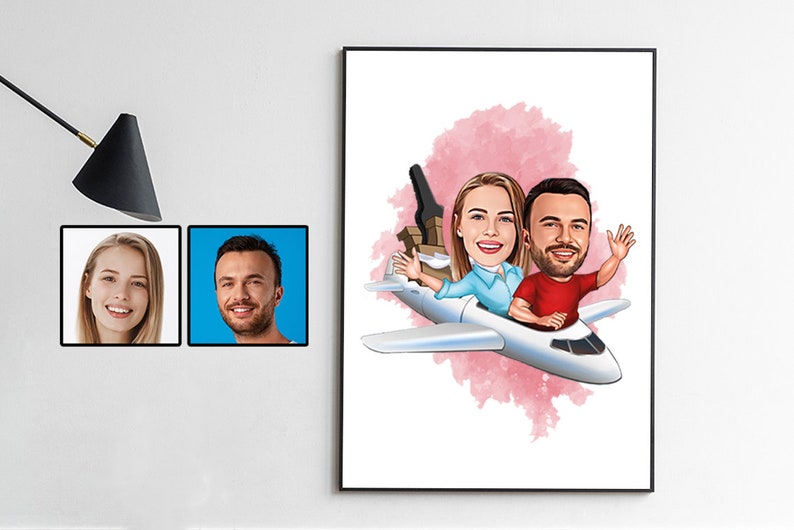 Couple Gift, Couple Caricature from Photo, Funny Couple Gift for Anniversary , Funny Couple Portrait for Home, Couple Cartoon Drawing Art image 2