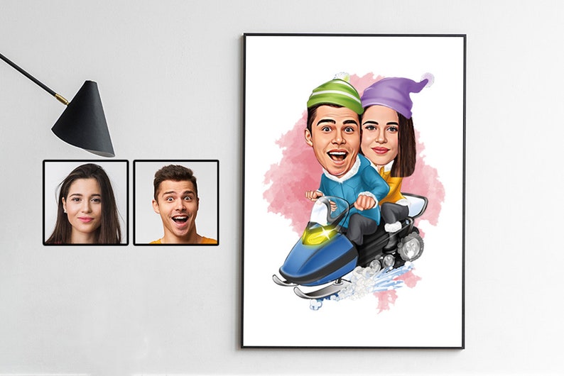 Couple Gift, Couple Caricature from Photo, Funny Couple Gift for Anniversary , Funny Couple Portrait for Home, Couple Cartoon Drawing Art image 4