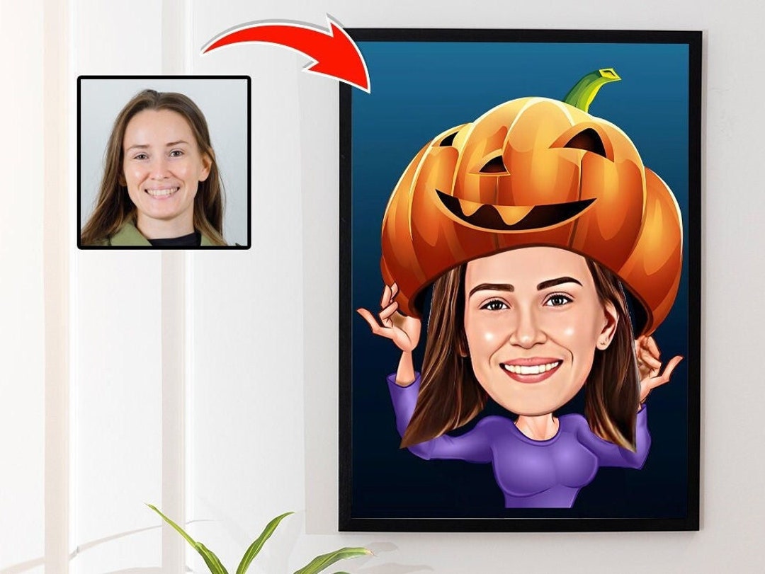 Custom Halloween Cartoon Portrait From Photo Halloween Mom - Etsy