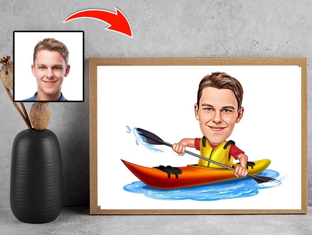 Kanu Geschenk Kanu Karikatur vom Foto lustige Kanu Zeichnung Etsy.de