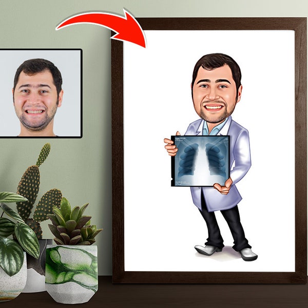 Radiology Technologist Cartoon Portrait, Rad Tech Caricature from Photo, Radiology Technologist Cartoon, Funny Radiology Gift Ideas