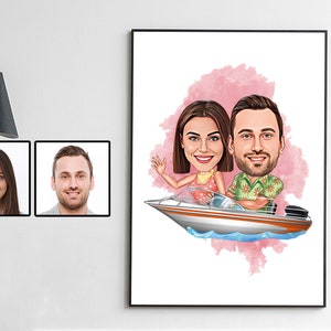 Couple Gift, Couple Caricature from Photo, Funny Couple Gift for Anniversary , Funny Couple Portrait for Home, Couple Cartoon Drawing Art image 6