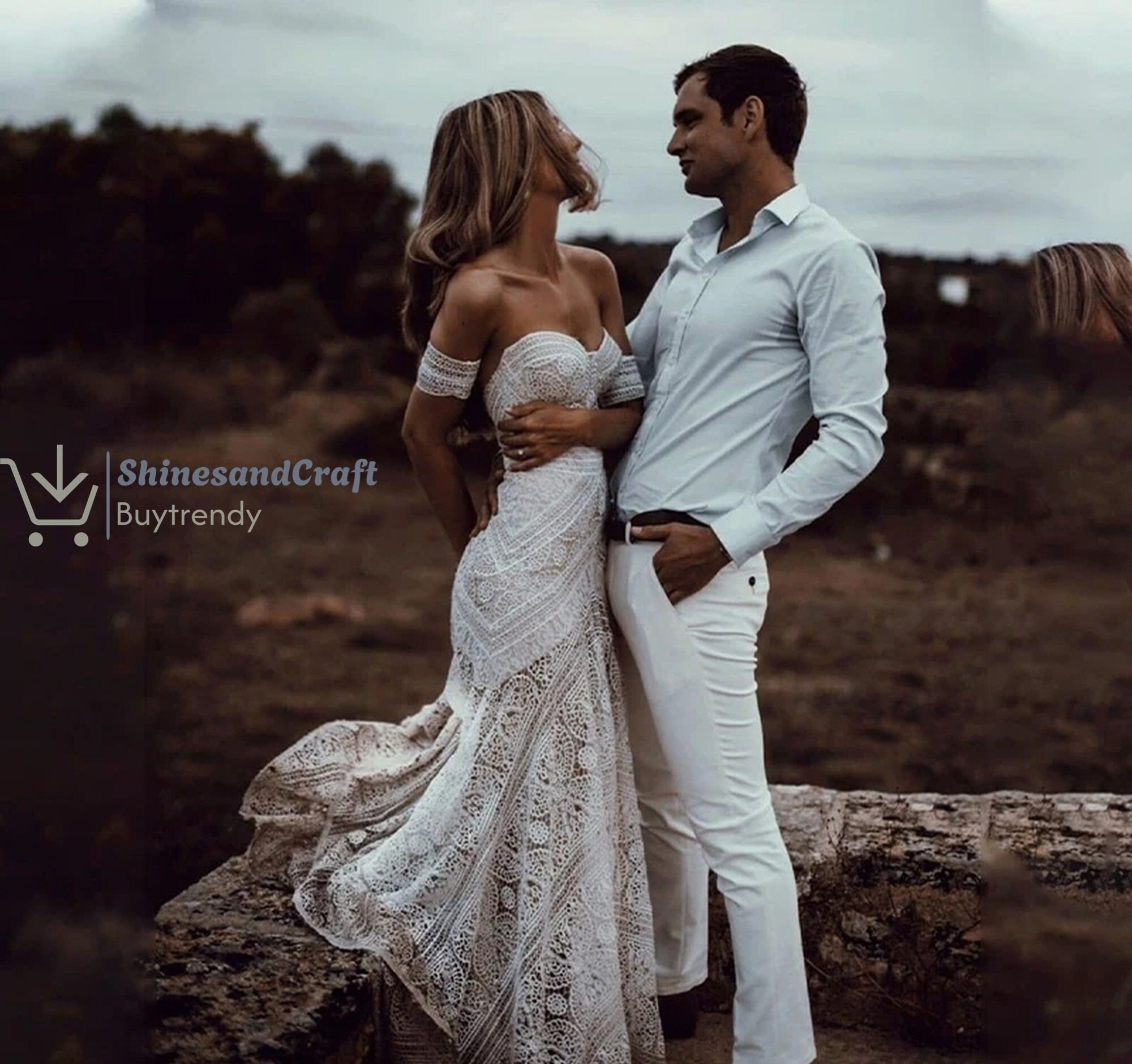 Rustic mermaid top wedding dress
