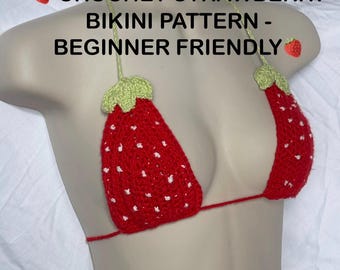 Crochet Strawberry Bikini Beginner Friendly - PATTERN ONLY