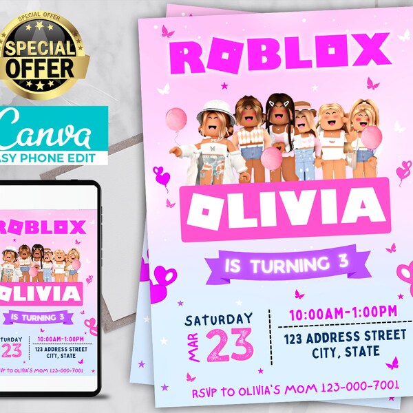 Roblox Party Supplies Girl - Etsy