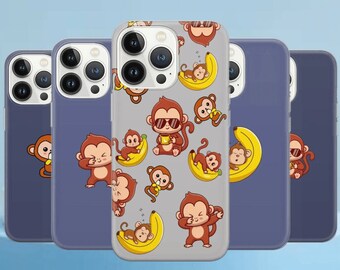 Funny monkey Phone Case Cute animal Cover for Pixel 7 6A, iPhone 14 13 12 Pro 11 XR for Samsung S23 S22 A73 A53 A13