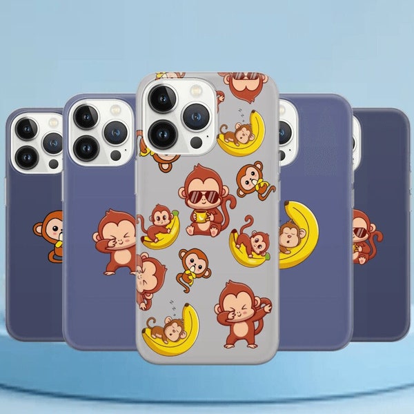 Funny monkey Phone Case Cute animal Cover for Pixel 7 6A, iPhone 14 13 12 Pro 11 XR for Samsung S23 S22 A73 A53 A13