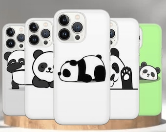 Kawaii Panda Phone Case Black And White Bear Cover for Pixel 7 6A, iPhone 14 13 12 Pro 11 XR for Samsung S23 S22 A73 A53 A13