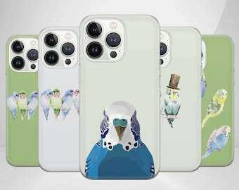 Budgie Phone Case Parakeet Cover for Pixel 7 6A, iPhone 14 13 12 Pro 11 XR for Samsung S23 S22 A73 A53 A13