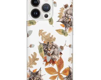 Fall Cat Phone Case: Cozy Autumn Leaves Cover
