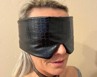 Oogmasker gemaakt van vegan leer/kunstleer, volledig ondoorzichtig, ultra zacht