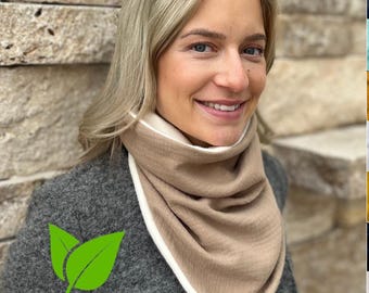Elegant loop scarf, highest wearing comfort made of organic fabric, many color combinations, reversible scarf for women and men, hand-sewn