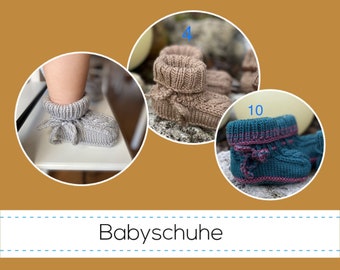 Hangestrickte Babyschuhe, Gr. 0 -1 Jahre, Krabbelschuhe