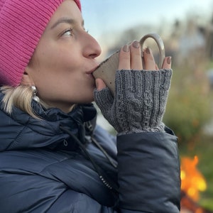 Hand warmers, hand-knitted cuffs, unique pieces, wool