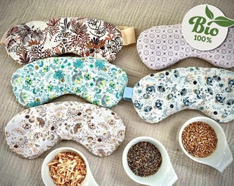 Augenkissen aus BioBaumwolle; verschiedene Körner & Aromen (Dinkel, Leinsamen ...) Wahlweise mit weichem Gummiband. Waschbar (Inlet separat)