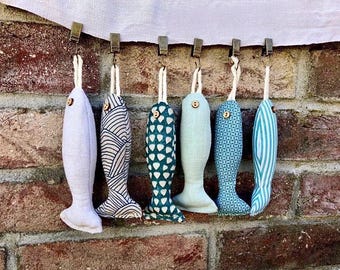 Edle & ausgefallene Tischdeckengewichte – Fischdesign, handgefertigt - viele Farben -Bio Leinen + Baumwolle