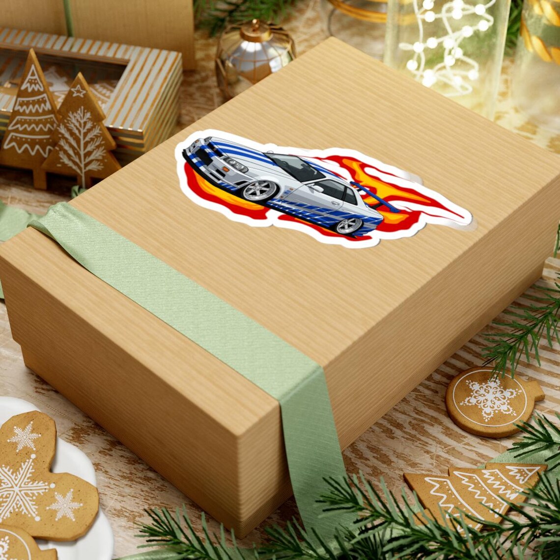 Fast and the Furious Skyline Car Sticker | Kiss-cut Sticker, Flame ...