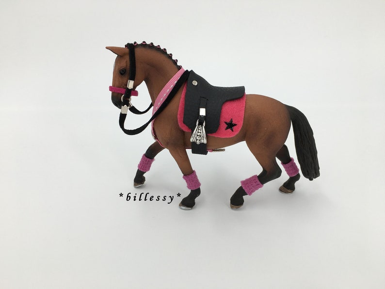 billessy / ZADELSET / MODEL NOBELL / paard / model paard / accessoires / zadel / leren zadel / bandages / Schleich / 13817 / Model Horse Tack afbeelding 2
