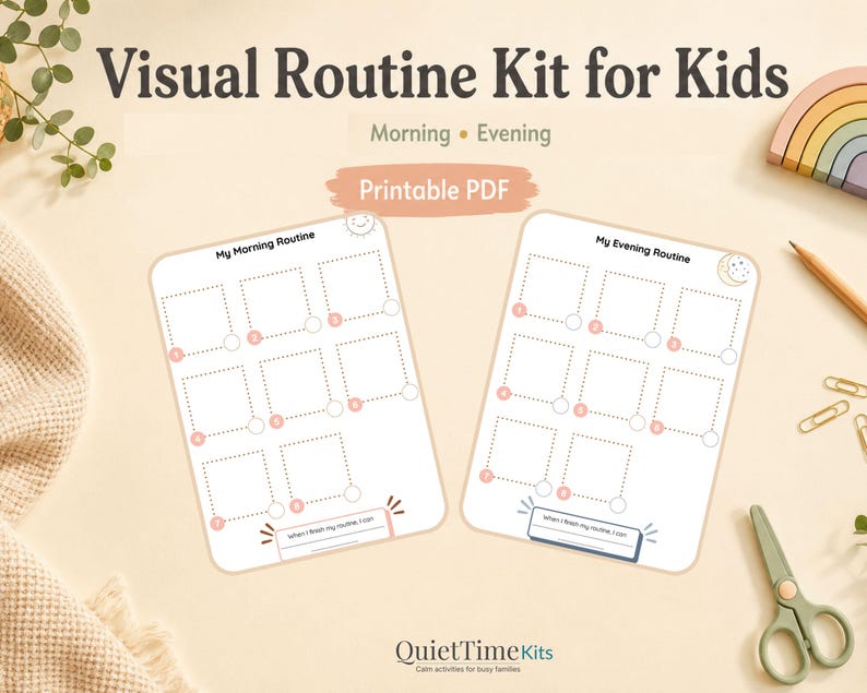Morning Routine Kit Morning Routine Chart Printable, Bedtime Schedule for Kids, Daily ...