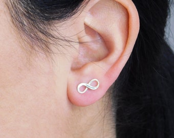 Silver 925 infinity earrings, minimal earrings, infinity symbol earrings